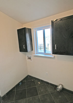 Laundry hookups for a gas dryer.